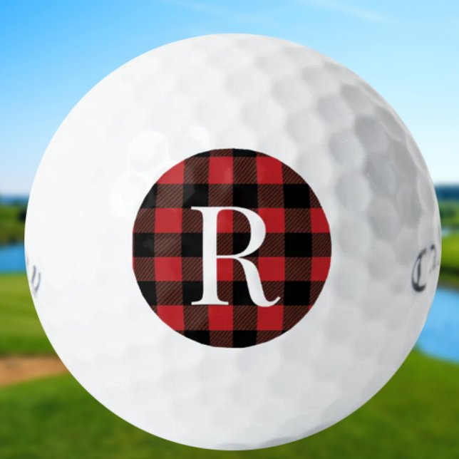 Klassisches Mongramm Büffel kariertes Geschenk für Golfball (Von Creator hochgeladen)