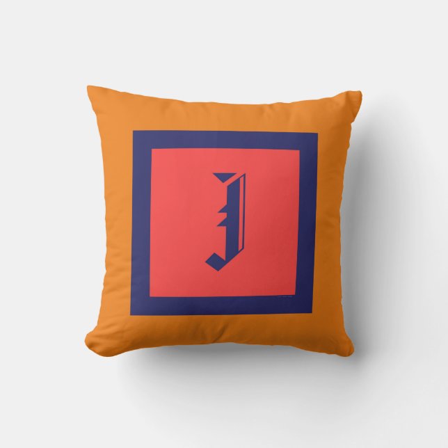 KLASSISCHES MONOGRAM J BLAUE GRENZE KISSEN (Vorderseite)