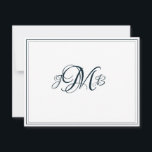 Klassisches Monogram Navy & White Blüh Script Dankeskarte<br><div class="desc">Klassisches,  elegantes,  berufliches Navy & Weiß Geblüht Script mit Monogramm Dankeschön-Karte,  ideal für Geschäftskorrespondenz. Das sind flache Mitteilungskarten. Wenn Sie geklappte Karten gewollt haben,  gehen Sie zum unteren Ende der Seite,  wo es steht "Transfer dieses Design" und wählen Sie Geflossen danke Karte.</div>