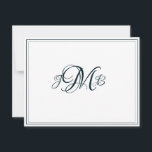 Klassisches Monogram Navy & White Blüh Script Dankeskarte<br><div class="desc">Klassisches,  elegantes,  berufliches Navy & Weiß Geblüht Script mit Monogramm Dankeschön-Karte,  ideal für Geschäftskorrespondenz. Das sind flache Mitteilungskarten. Wenn Sie geklappte Karten gewollt haben,  gehen Sie zum unteren Ende der Seite,  wo es steht "Transfer dieses Design" und wählen Sie Geflossen danke Karte.</div>