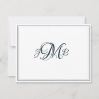 Klassisches Monogram Navy & White Blüh Script