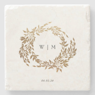 Klassisches Monogram Wappen-Hochzeit Steinuntersetzer