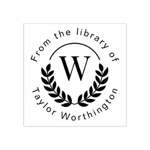 Klassisches Monogramm "Aus der Bibliothek" Gummistempel