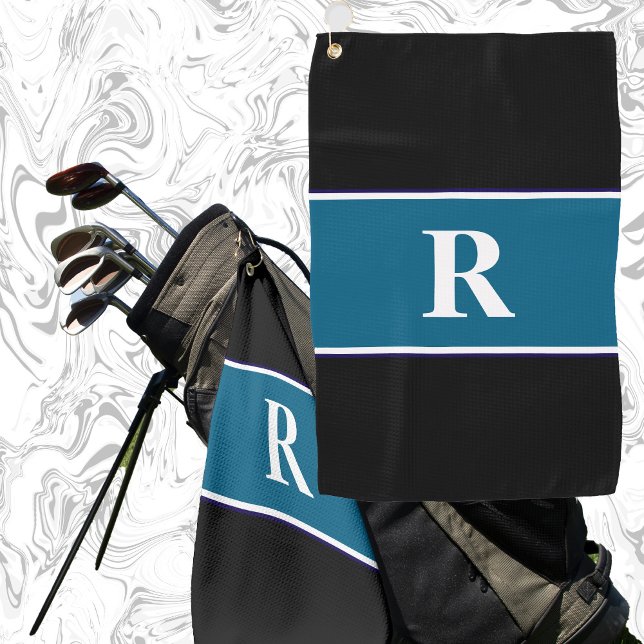 Klassisches Monogramm Blockfarbengeschenk für Golf Golfhandtuch (Von Creator hochgeladen)