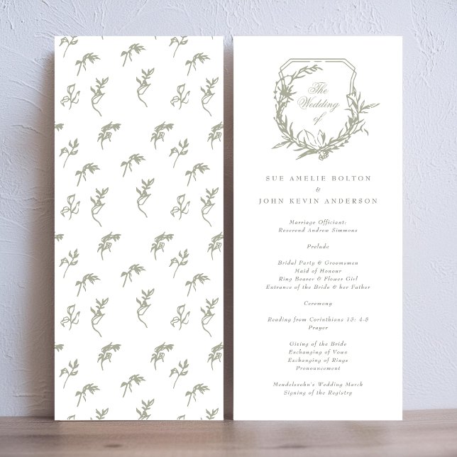 klassisches monogramm dunkelgrünes Hochzeitswappen Programm (Von Creator hochgeladen)