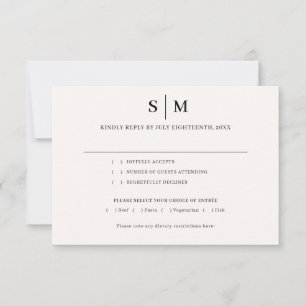 Klassisches Monogramm Einfache Weiße Elfenbein-Hoc RSVP Karte