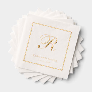 Klassisches Monogramm Elegante Hochzeit Servietten Mit Folie