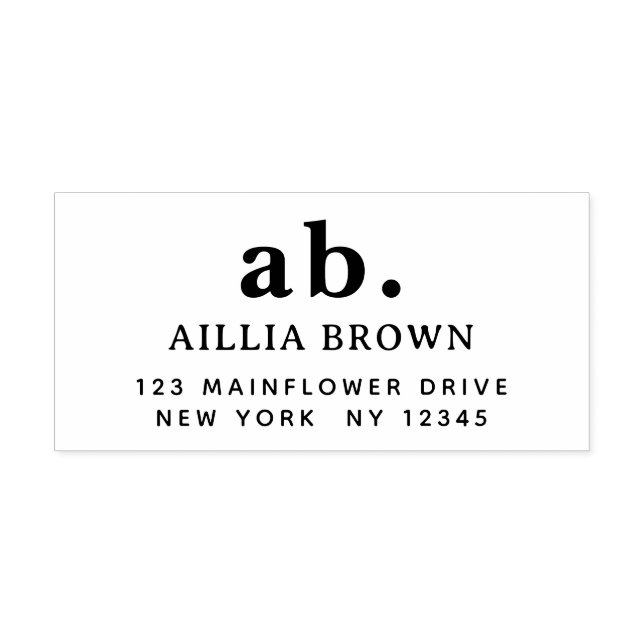 Klassisches Monogramm | Elegante minimale Rücksend Permastempel (Design)