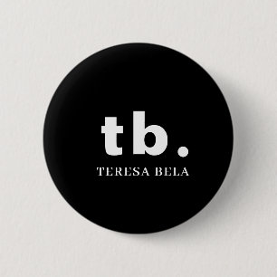 Klassisches Monogramm Elegantes Minimal Schwarz Button