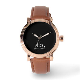 Klassisches Monogramm Elegantes Minimal Schwarz un Armbanduhr