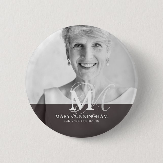 Klassisches Monogramm-Foto Button (Vorderseite)