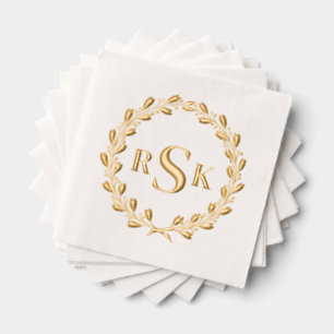 Klassisches Monogramm für Blumenkronen Servietten Mit Folie