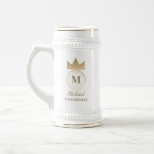 Klassisches Monogramm-Geschenk für den Trauzeugen Bierglas