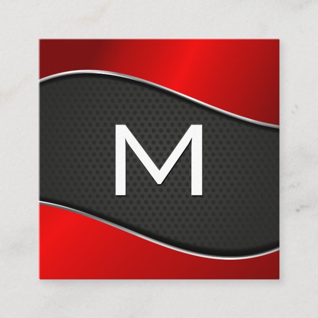 Klassisches Monogramm | Gradient Red Background Me Quadratische Visitenkarte (Vorderseite)