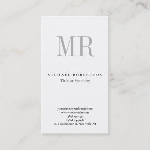 Klassisches Monogramm Grau Weiß Minimalistisch Sch Visitenkarte