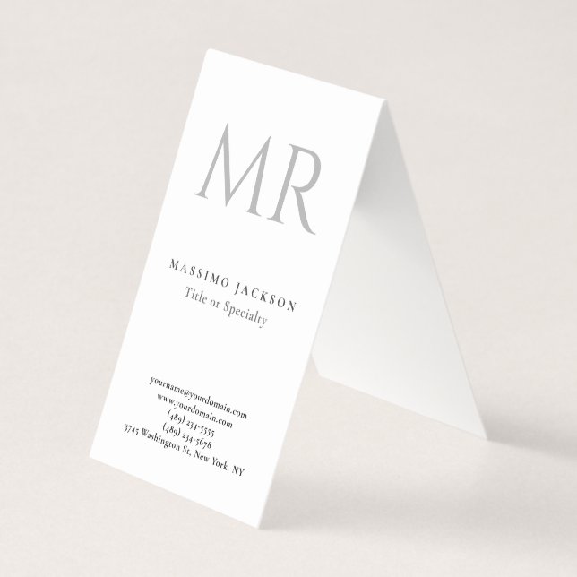 Klassisches Monogramm Grau Weiß Minimalistisch Sch Visitenkarten (Vorderseite)