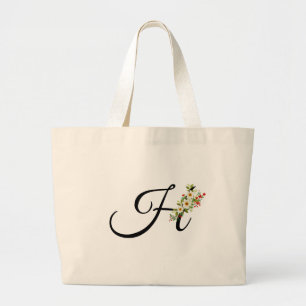 Klassisches Monogramm H rot weiße Blume Mutter Ges Jumbo Stoffbeutel