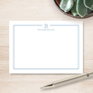 Klassisches Monogramm Hellblau-Rand Briefpapier No Mitteilungskarte