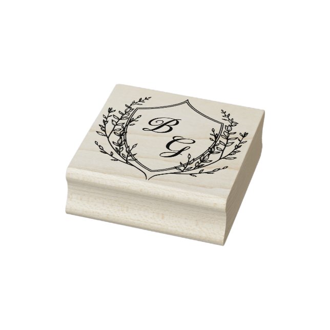 Klassisches Monogramm-Hochzeitswappen Gummistempel (Stempel)