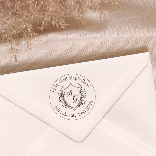 Klassisches Monogramm-Hochzeitswappen Gummistempel (Von Creator hochgeladen)