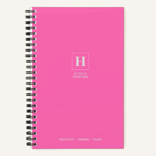 Klassisches Monogramm in Hot Pink Notizbuch
