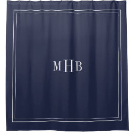 Klassisches Monogramm in Midnight Blue, benutzerde Duschvorhang