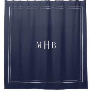 Klassisches Monogramm in Midnight Blue mit benutze Duschvorhang