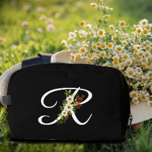 Klassisches Monogramm Initiale rote Blume Mutter G Waschbeutel