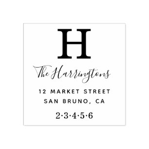 Klassisches Monogramm mit Name und Rücksendeadress Gummistempel
