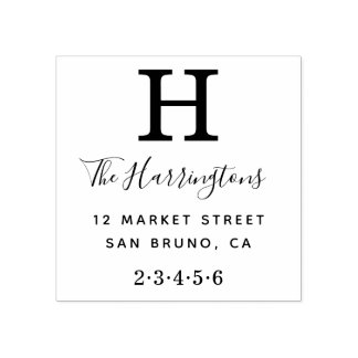 Klassisches Monogramm mit Name und Rücksendeadress Gummistempel