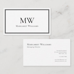 Klassisches Monogramm mit zwei Buchstaben Beruflic Visitenkarte