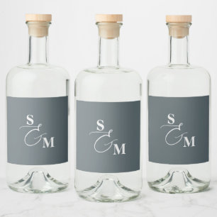 Klassisches Monogramm Moderne Et-Zeichen Hochzeit Alkoholflaschenetikett