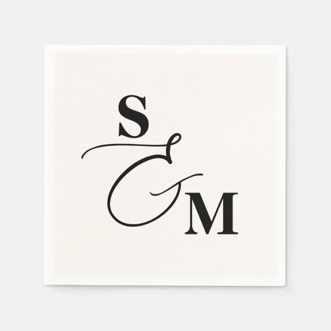 Klassisches Monogramm Moderne Schriftart Und-Zeich Serviette (Vorderseite)