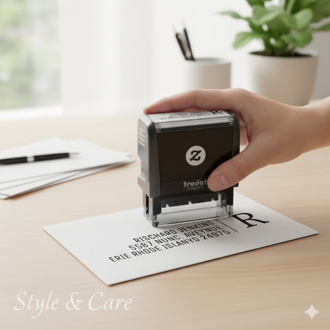 Klassisches Monogramm Name Adresse Stylisch Permastempel (Classic Monogram Name Address Stylish Self-inking Stamp)