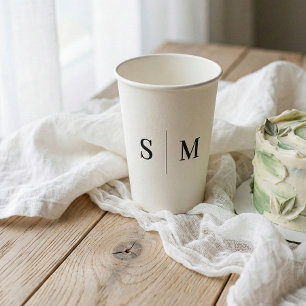 Klassisches Monogramm Off WhitR Pappbecher