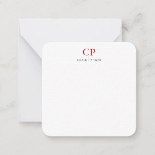 Klassisches Monogramm Professional Einfach Rot Wei Mitteilungskarte