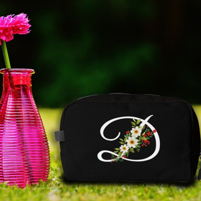Klassisches Monogramm Rot-Weiß-Blumen-Geschenk für Waschbeutel (Von Creator hochgeladen)