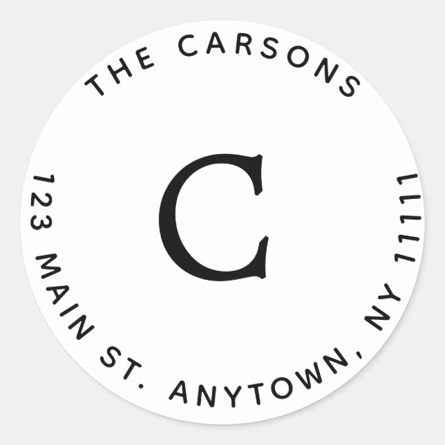 Klassisches Monogramm-Rücksendeaufkleber Runder Aufkleber (Vorderseite)