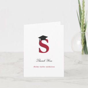 Klassisches Monogramm S Abschlussmütze Foto Modern Dankeskarte