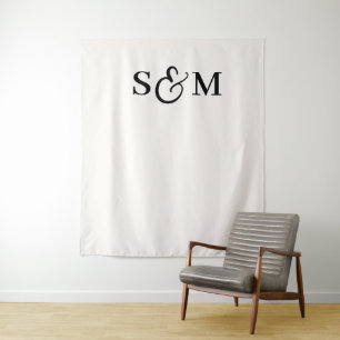 Klassisches Monogramm-Skript-Ampersand-Hochzeit Wandteppich