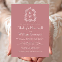 Klassisches Monogramm Wappen Dusty Rose Wedding