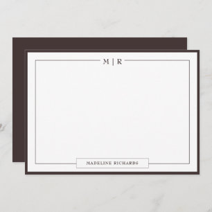 Klassisches Monogramm Wenge Border Stationery Mitteilungskarte