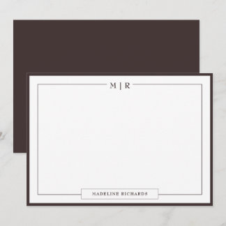 Klassisches Monogramm Wenge Border Stationery Mitteilungskarte