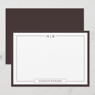 Klassisches Monogramm Wenge Border Stationery Mitteilungskarte