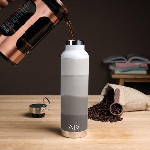 Klassisches monogrammiertes Wasserfarben-Davy-Grau Trinkflasche