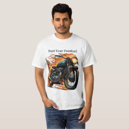 Klassisches Motorrad in Bewegung mit Flammen T-Shirt