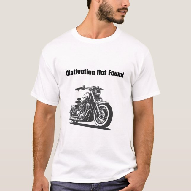 Klassisches Motorrad mit "Motivation nicht gefunde T-Shirt (Vorderseite)