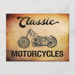 Klassisches Motorrad mit vintage Silhouette Postkarte