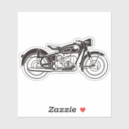 Klassisches Motorrad SMALL in Schwarzweiß Aufkleber