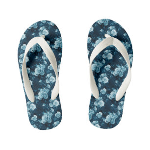 Klassisches Muster der blauen Rose Kinderbadesandalen